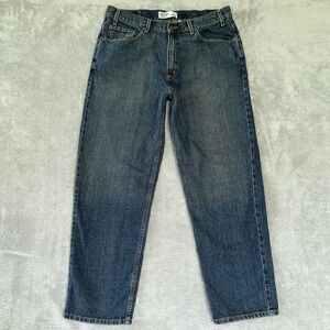 Levi Strauss Signature Jeans Mens 38X32 Blue Relaxed Straight Loose Dark Denim